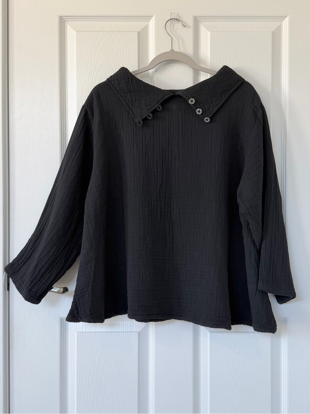 Mao Mam by Pure Fit Cowl Neck Pullover Cotton Gauze Lagenlook Top with Pockets - Picture 2 of 7